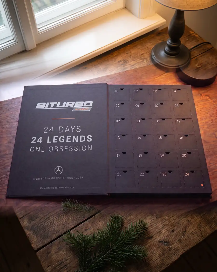 Biturbo Advent calendar open showing 24 doors